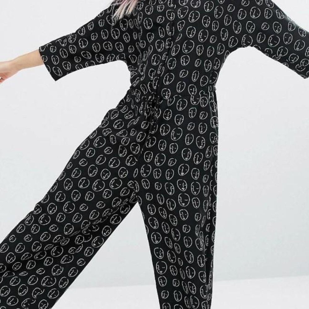 Monki Face Drawstring Jumpsuit